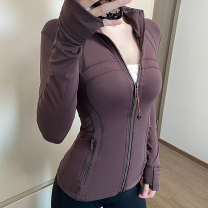 Yoga Jacket Women Long Sleeve Zip-Up Breathable Sports Fitness Top
