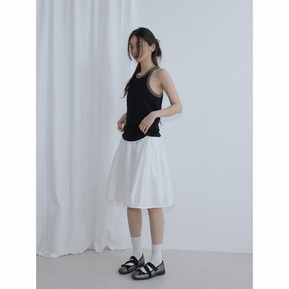Summer new casual pure cotton contrasting color round neck simple versatile dopamine pit strip vest