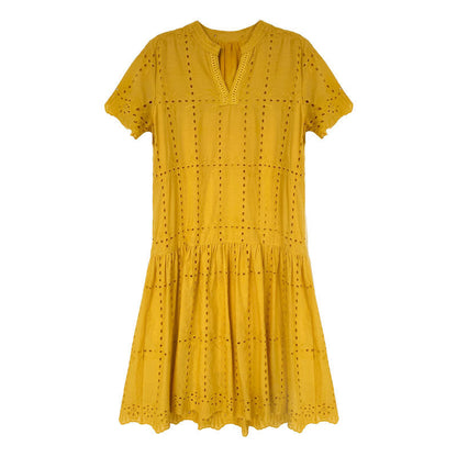 French hollow lace hook embroidery dress
