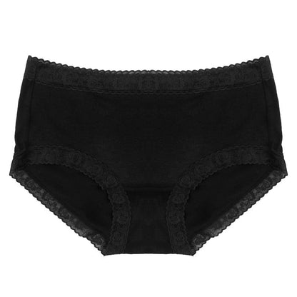 40S cotton lace-trimmed women's underwear mid-waist cotton bottom crotch hip-wrapped quick-drying breathable briefs