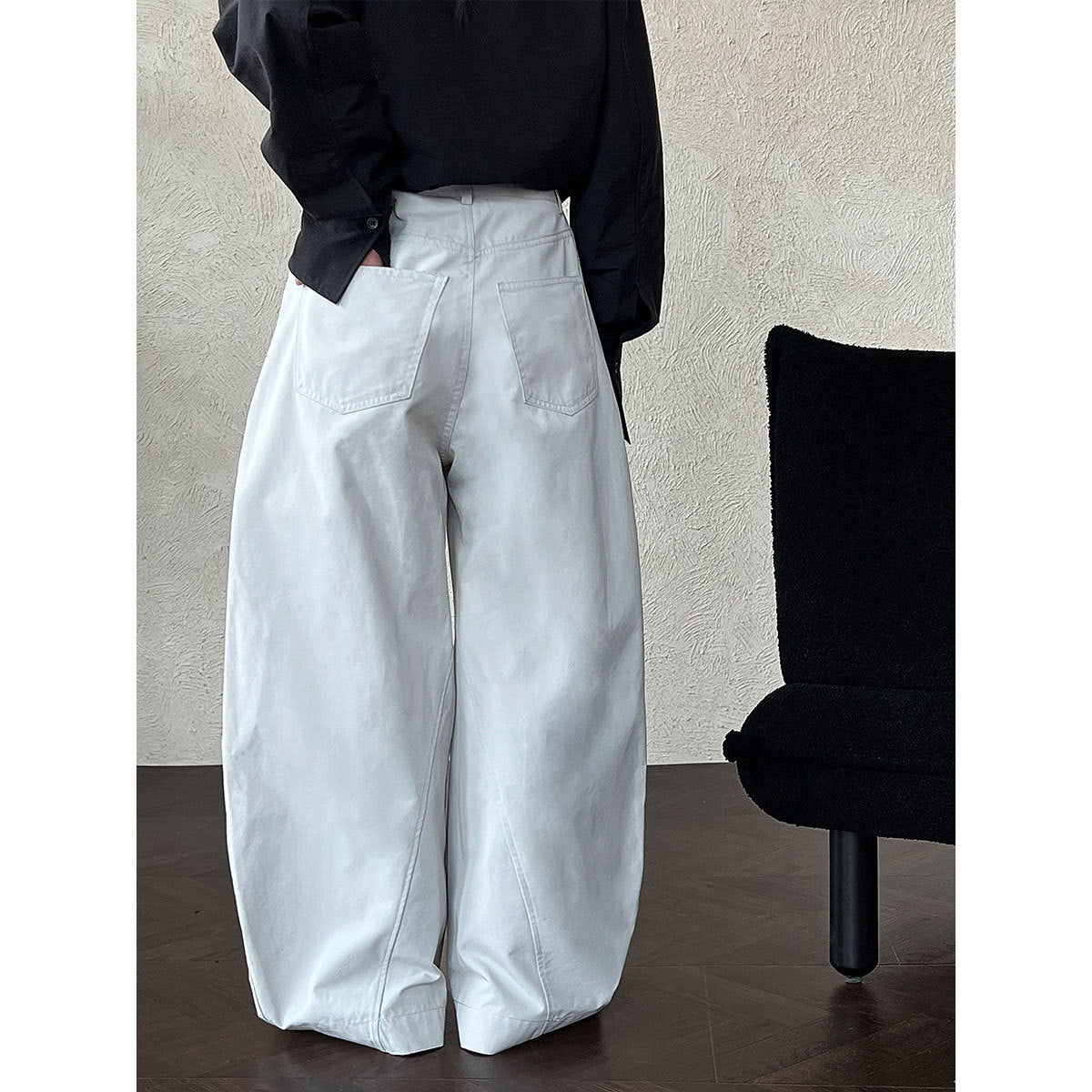 American high-end pleated scimitar pants women's retro style casual versatile wide-leg trousers