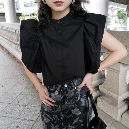 Spring and summer new Japanese French temperament irregular shirt