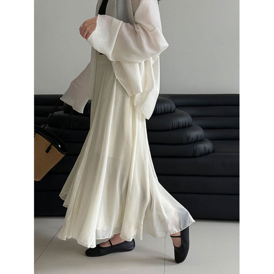 drape A word gentle and elegant wavy edge skirt women's 26 spring new casual fishtail dress