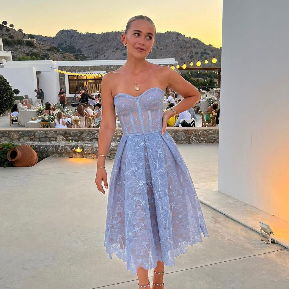 Lace Tube Top Midi Dress