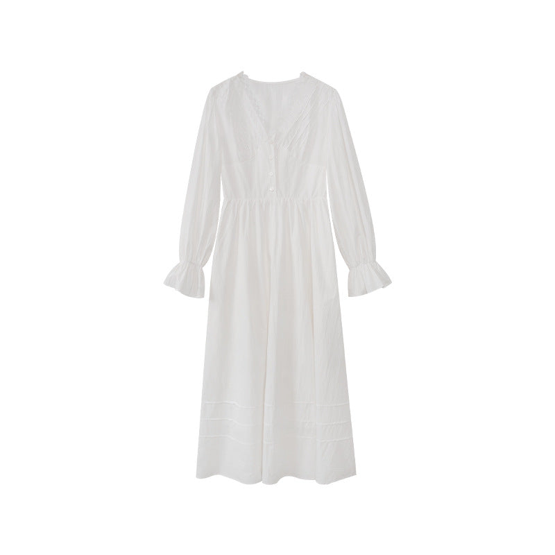 French V-Neck High Waist Long Dress