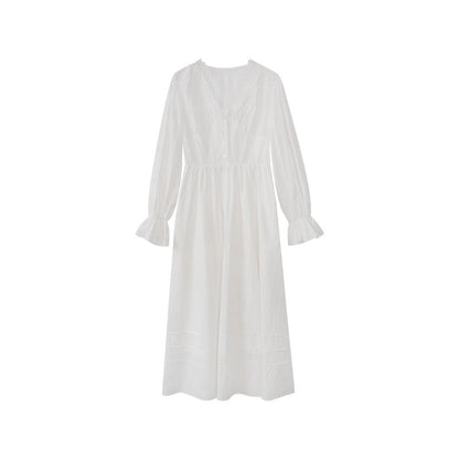 French V-Neck High Waist Long Dress