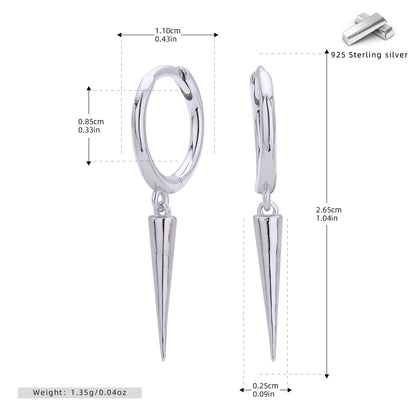 S925 Sterling Silver Ear Buckle Fashion Personality Conical Earrings