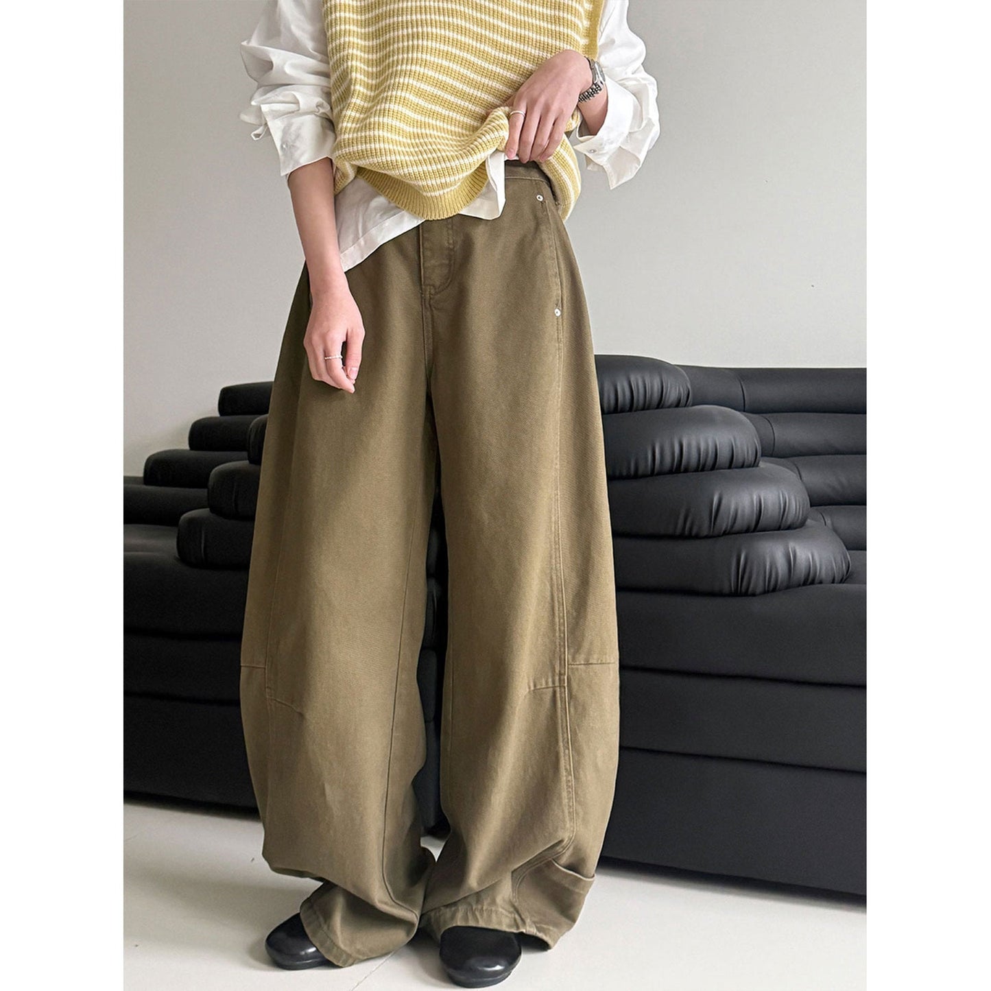 American jeans retro scimitar pants spring new loose and versatile wide-leg straight pants