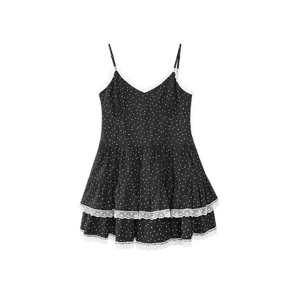 Polka Dot Lace Strap Dress