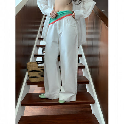 Early spring casual temperament versatile and thin long wide-leg jeans