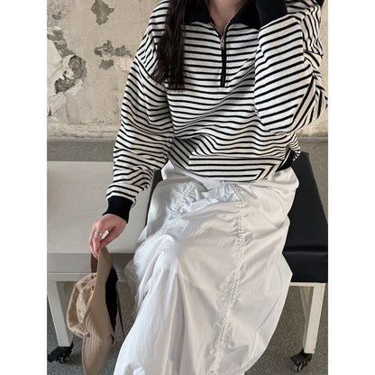 Japanese vintage drawstring cargo skirt women's spring new street A-line large pendulum skirt