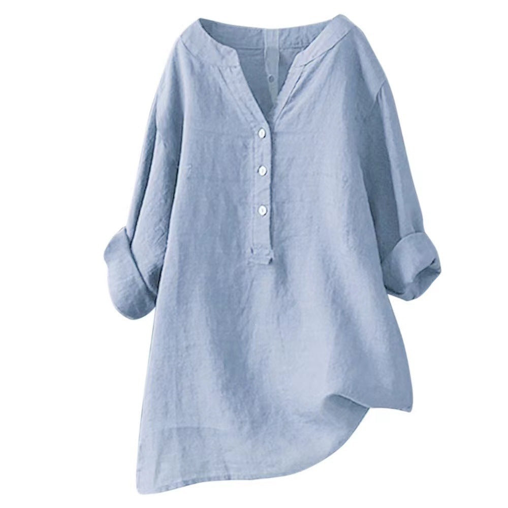 Loose Casual Women's Stand-Up Collar Top Women's Shirt Crew Neck
