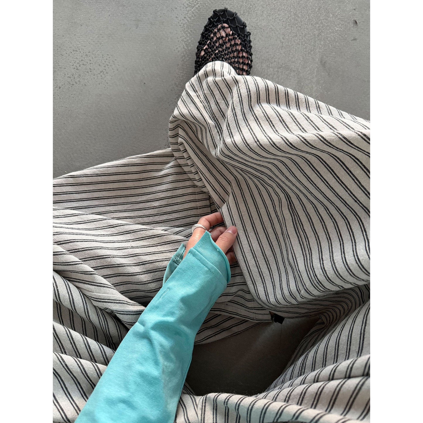 Korean vertical striped casual lazy wide-leg trousers women's spring and summer new loose straight-leg trousers