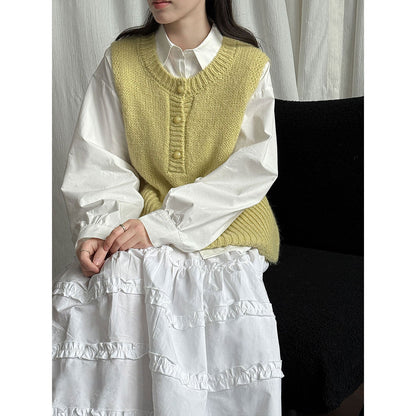 Korean simple style, stacked with versatile knitted vest