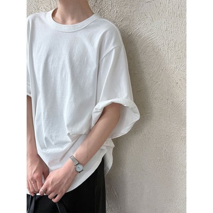Korean lazy wind curled round neck T-shirt summer new back strap loose short-sleeved top 2711