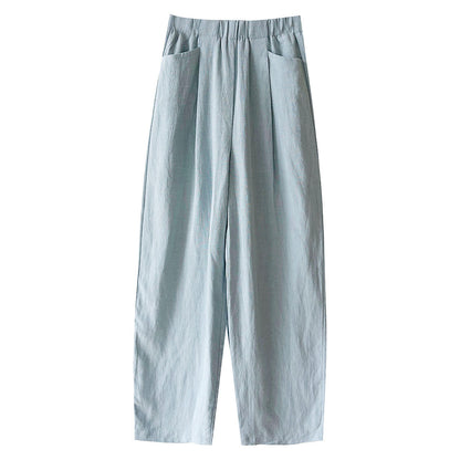 Tencel linen pendant elastic waist wide-leg pants women's 26 spring meat-covering and thin casual trousers