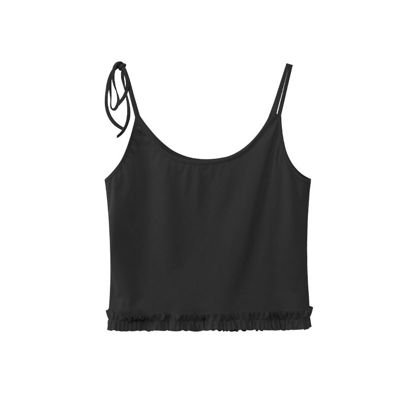 Casual sweet girl stacked double sling vest