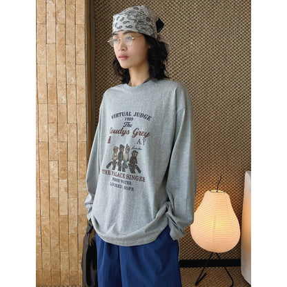 long-sleeved T-shirt loose shoulder top