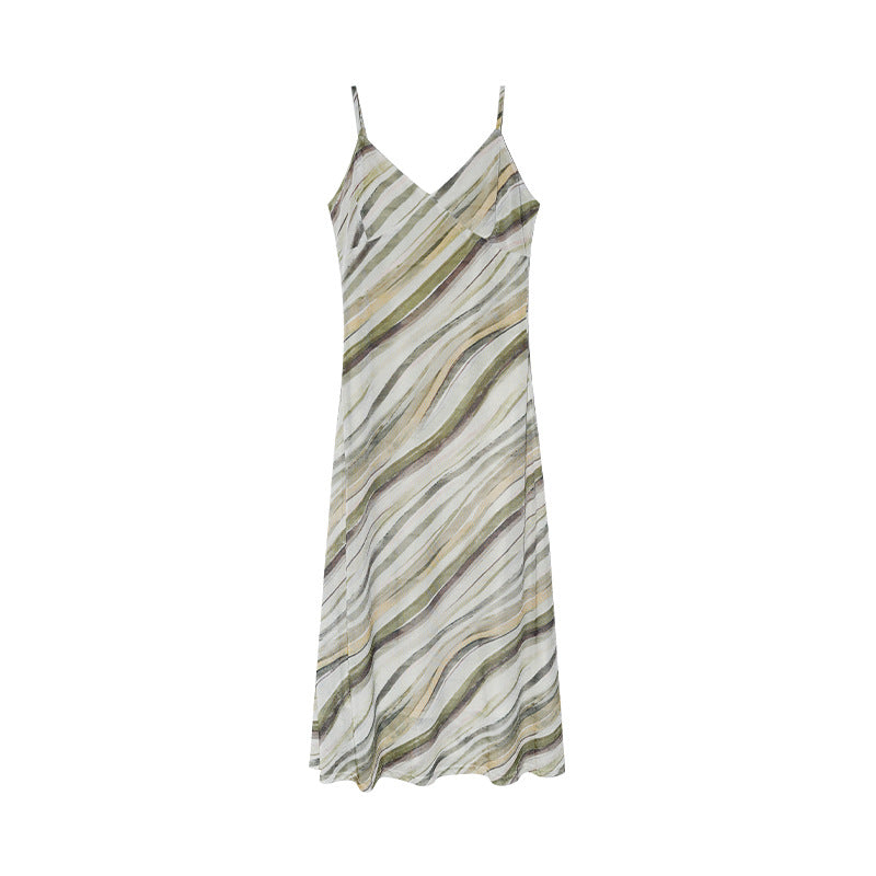 Holiday Skinny Suspender Color Striped Sleeveless Dress