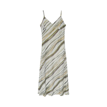 Holiday Skinny Suspender Color Striped Sleeveless Dress