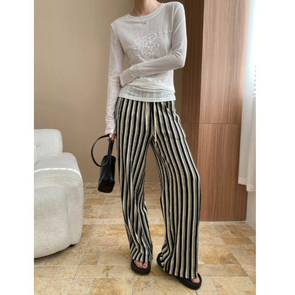Round Neck Long Sleeve T-Shirt Women Sheer Pullover Mid-Length Top