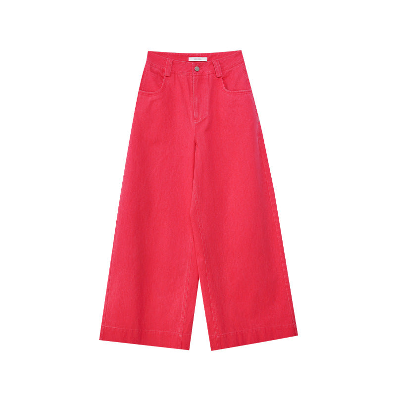 Early spring casual temperament versatile and thin long wide-leg jeans