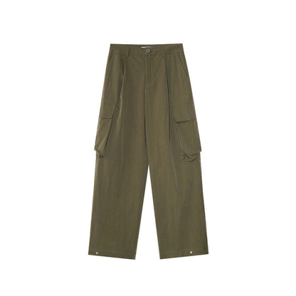Trendy versatile pants multi-pocket straight overalls