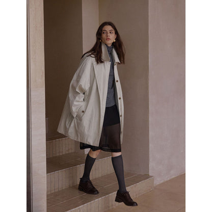New cotton brocade fake two-piece double-layer cocoon silhouette texture trench coat