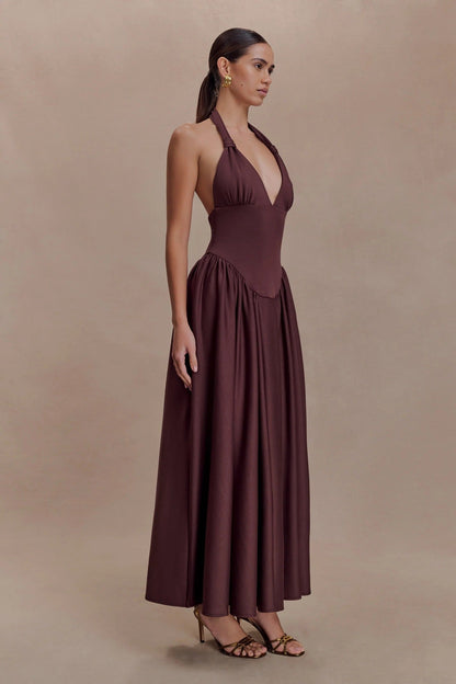 2026 resort style slip dress deep V sexy style fashion halterneck dress