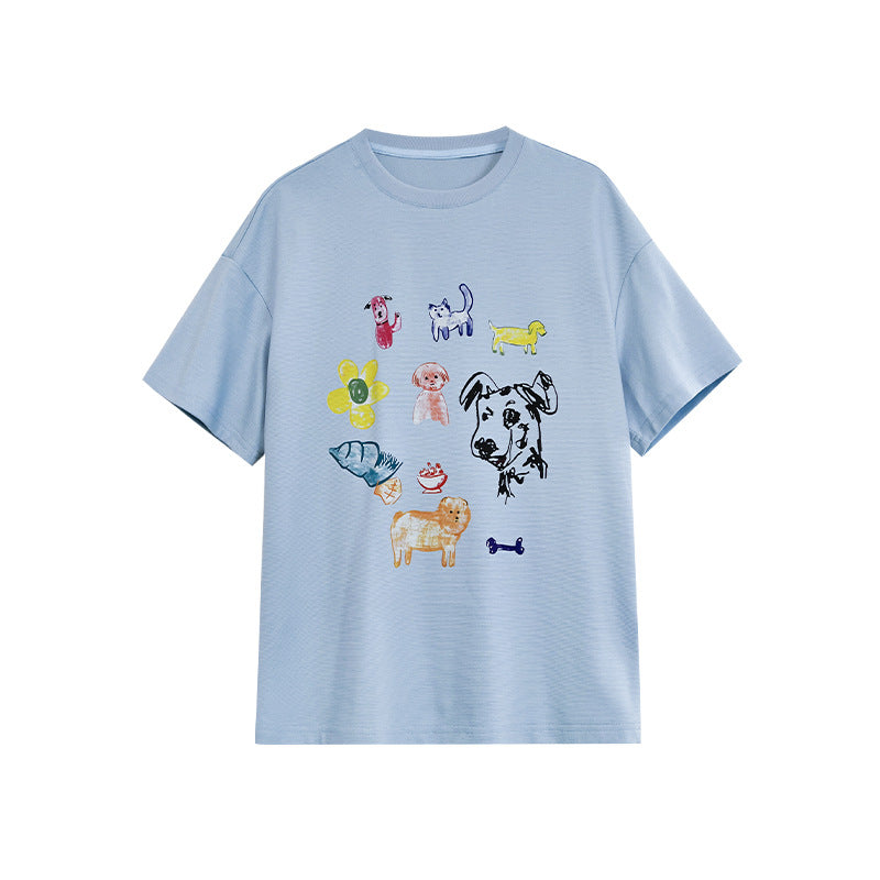 Casual Skinny Versatile ins Cartoon Printed Short Sleeve T-Shirt
