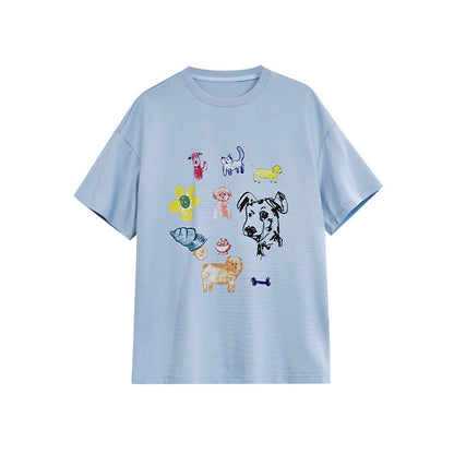 Casual Skinny Versatile ins Cartoon Printed Short Sleeve T-Shirt
