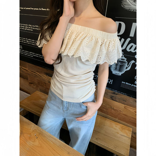 French Off-Shoulder Ruffle Top