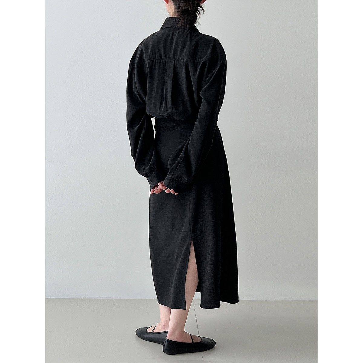 Korean intellectual gentle shirt strap dress women's autumn new irregular temperament long dress