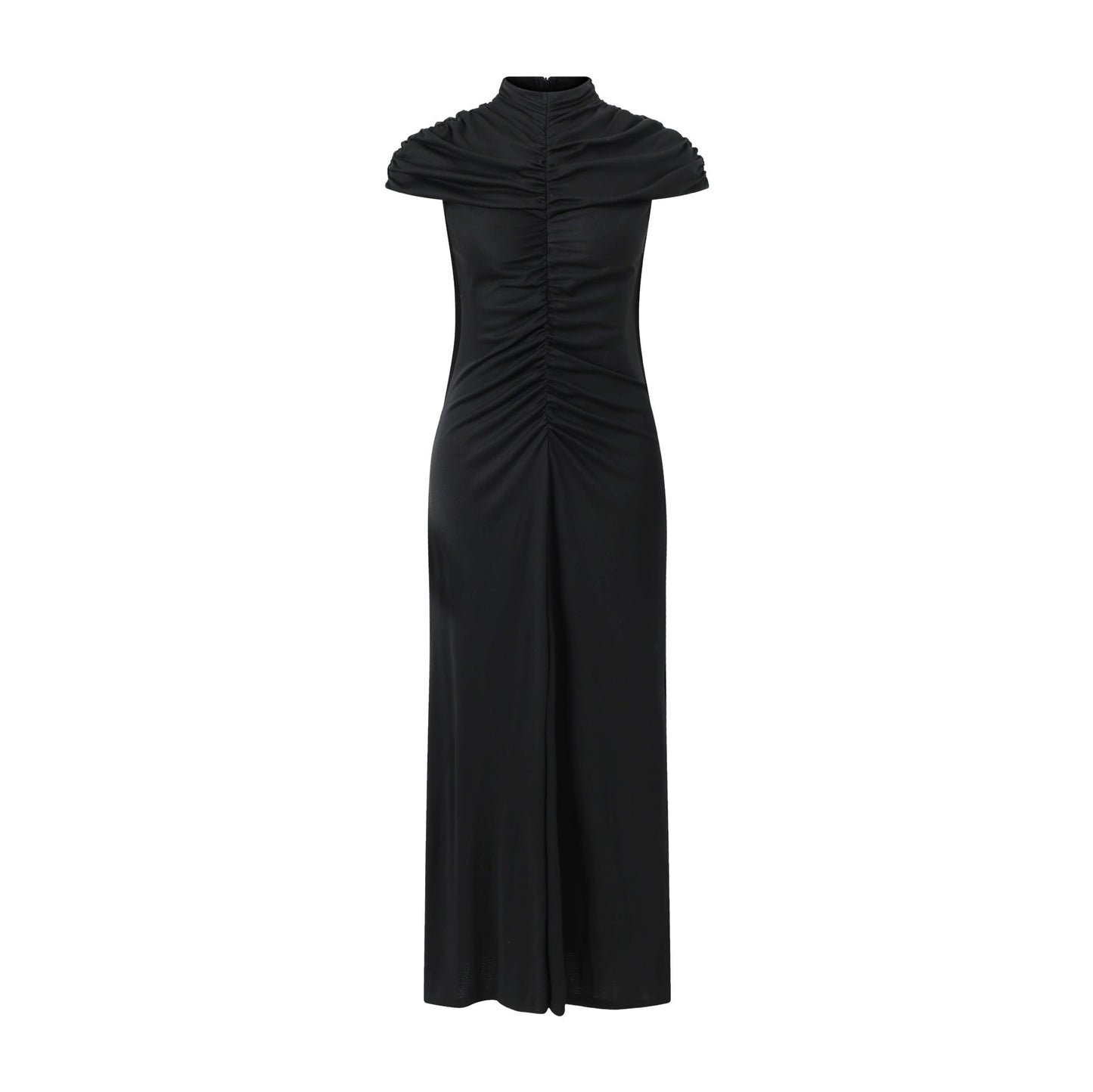 Temperament Crew Neck Pleated Dress Fashion INS Vacation Style Long Dress