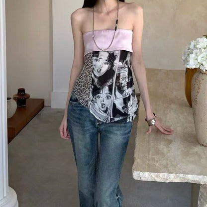 Summer new Spice Girl retro personalized printed sling vest