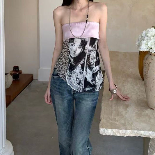 Summer new Spice Girl retro personalized printed sling vest