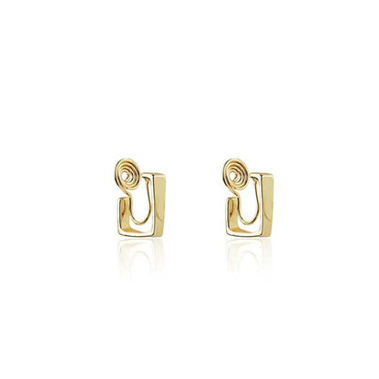 Premium French mosquito coil disc ear clips, metal without ear piercings, can be worn by women's simple commuting square design women's earrings