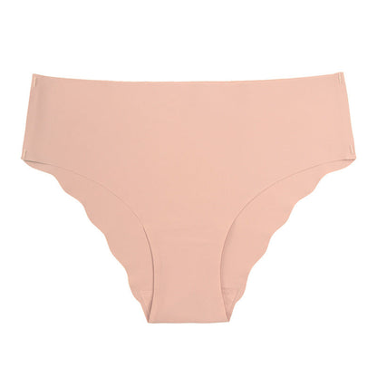 Large size seamless wavy edge panties women's soft breathable cotton women's ice silk briefs
