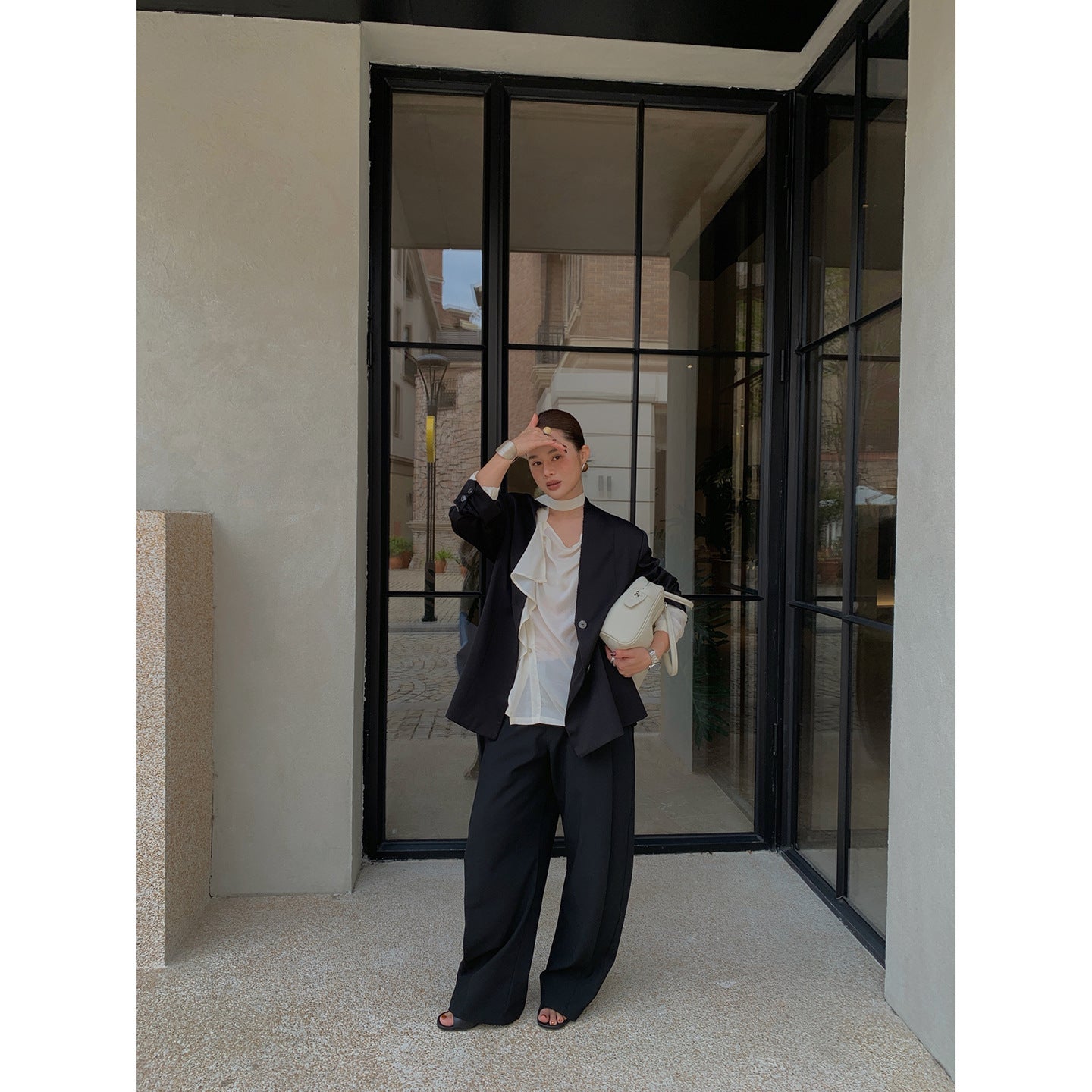 Casual and fashionable temperament versatile v-neck loose blazer