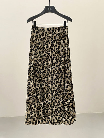 Spring retro fashion leopard print skirt slim elegant tulle dress