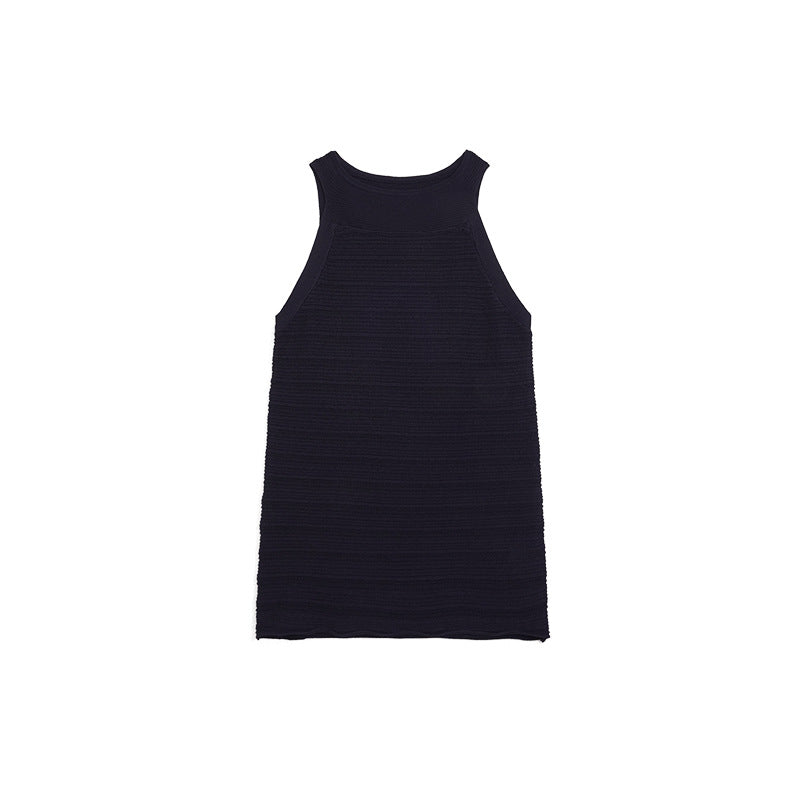 Halter Neck Knit Vest Women Sleeveless Slim Fit Cut-Out Tank Top