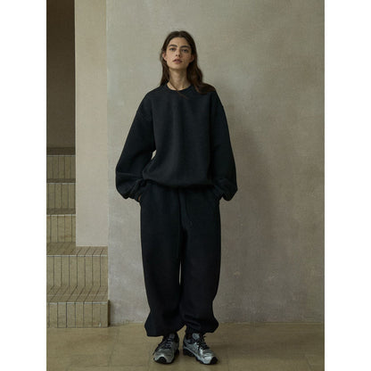 Autumn elastic waist variegated twill cotton three-dimensional silhouette sweatpants