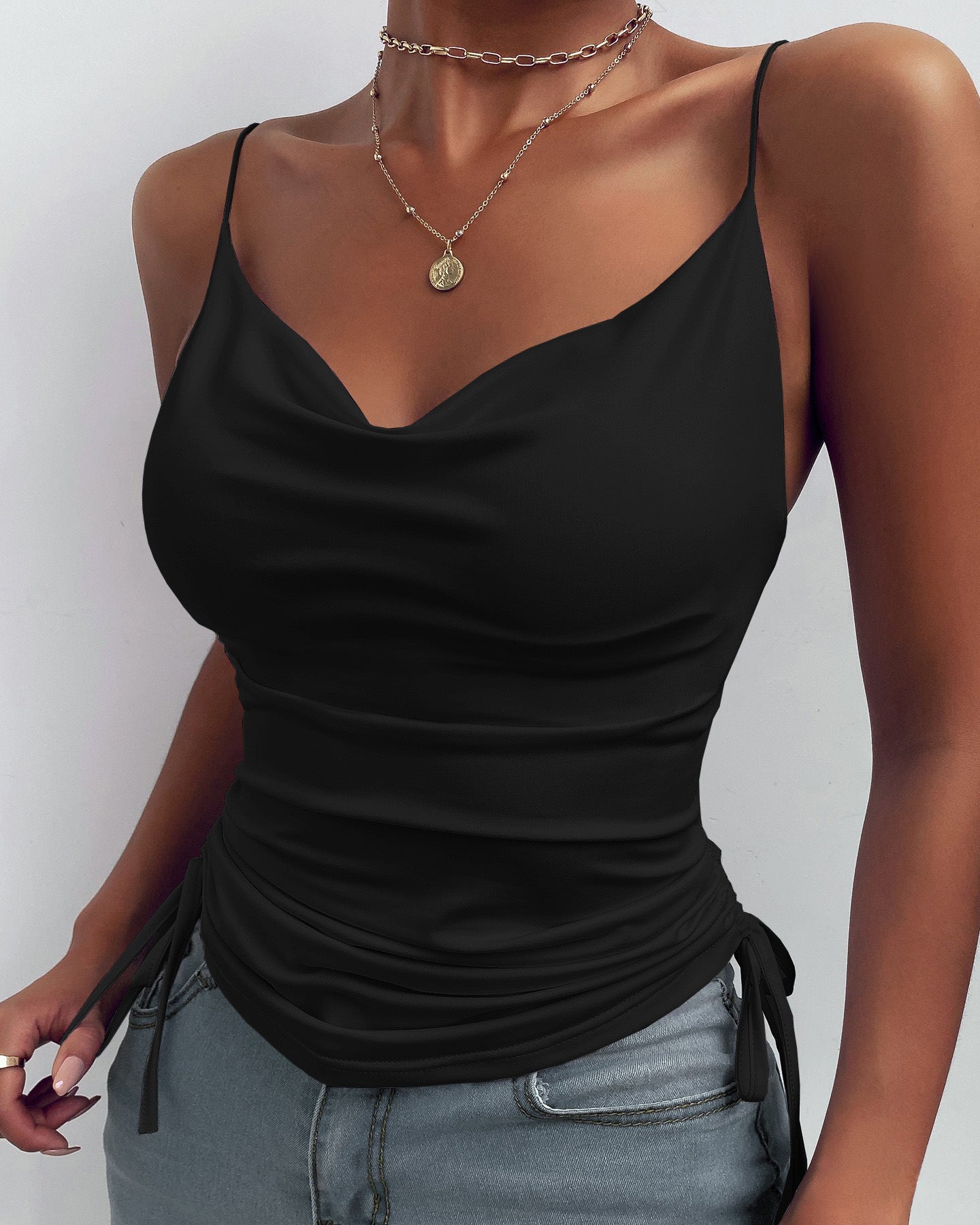 V-Neck Drawstring Cami Top