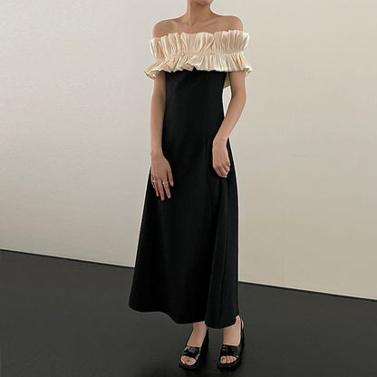 One-word shoulder dress for two women wearing a dress dress