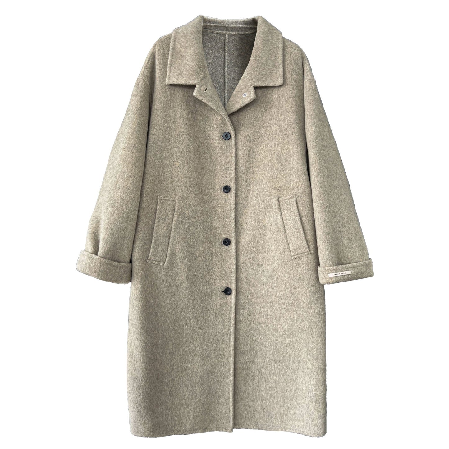 100% wool premium lapel single-breasted double-sided woolen coat women's winter woolen long coat