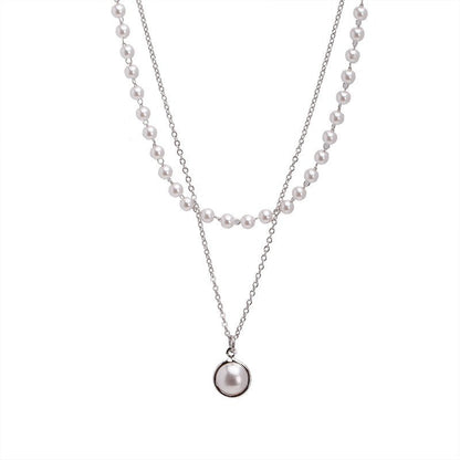 Internet celebrity retro ins simple double pearl bracelet female, cold port style fashionable pearl bracelet