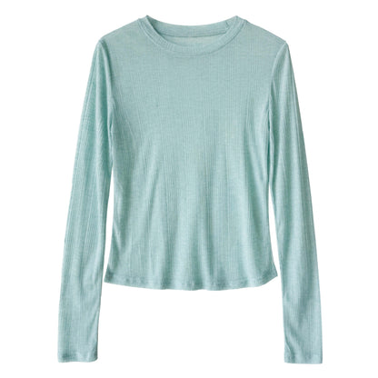 Korean perspective texture versatile bottoming shirt women's spring new commuting long-sleeved T-shirt
