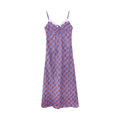 Holiday plaid suspender dress