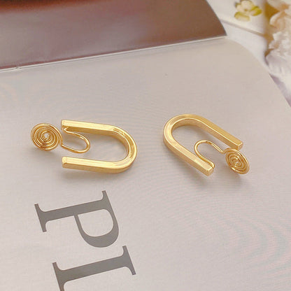 Tide mosquito coil disc ear clips, no ear piercings, white-collar temperament fashion earrings