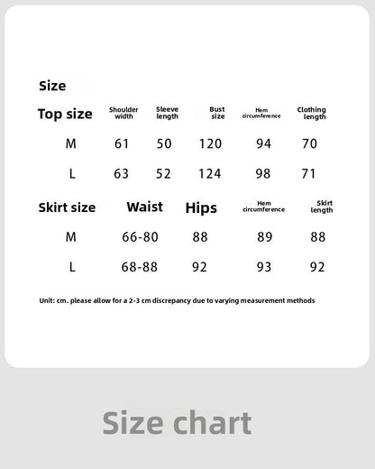 Soft waxy wool diagonal placket splicing top + high waist skirt two-piece women's autumn suit